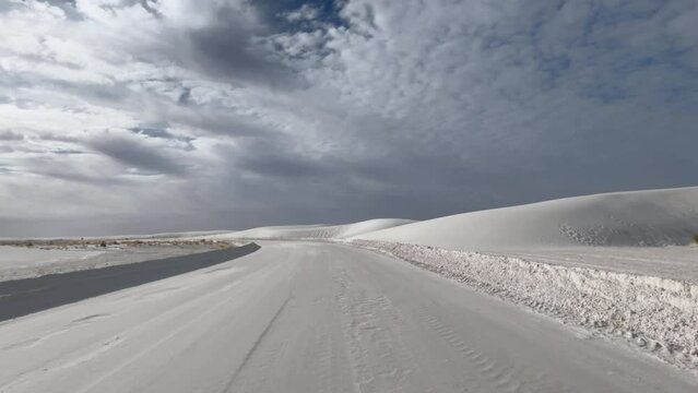 Drive into White Sands National Park New Mexico POV style. 