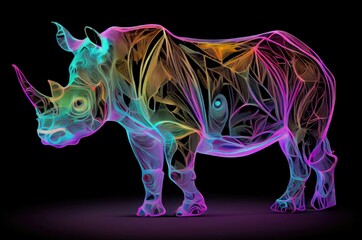 Rhino Rainbow Multi Color Style Generative AI