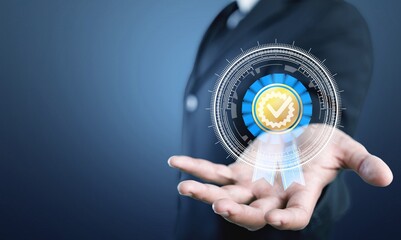 Set of stars in businessman hand, rating concept