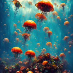 Fototapeta na wymiar jellyfish in the sea