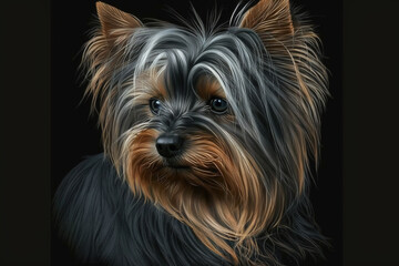 Close up of a Yorkshire terrier Generative AI