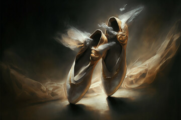 Contemporary ballet dancer pointe shoes dancing