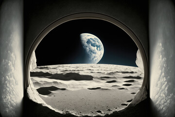 View of Earth as seen from the surface of the Moon. This image's components were given by NASA. Generative AI