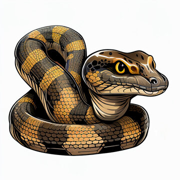 Cartoon of an anaconda on white background