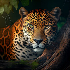 Jaguar on forest