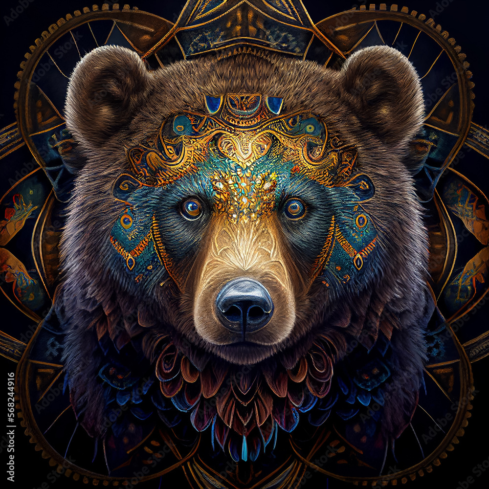 Wall mural spiritual shamanic bear