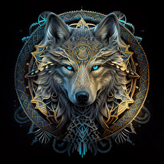 Spiritual shamanic wolf