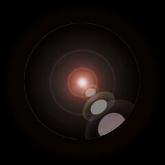 Effetto luce riflessa sulla lente dell'obiettivo di una fotocamera