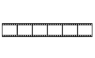 Vintage black film strip silhouette isolated with cut out background.