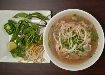 Pho soup with spicy beef