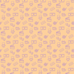Obraz premium Motif harmonieux de cinéma sur Fond. illustration vectorielle, film icônes.