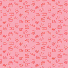 Obraz premium Motif harmonieux de cinéma sur Fond. film icônes. illustration vectorielle