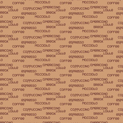 seamless pattern with coffee words