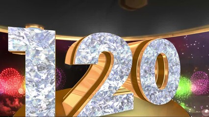 120th anniversary animation in gold and diamonds with fireworks background, 
Animated 120 years anniversary Wishes in 4K
