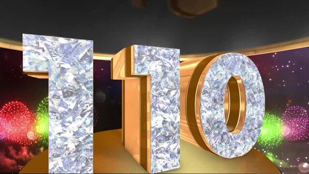110th anniversary animation in gold and diamonds with fireworks background, 
Animated 110 years anniversary Wishes in 4K 
