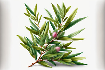 Fototapeta premium Tea Tree Isolated on White Background, Melaleuca. Generative AI