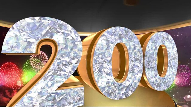 200th anniversary animation in gold and diamonds with fireworks background, 
Animated 200 years anniversary Wishes in 4K