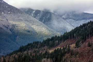 Snowy mountains in Chilliwack, BC