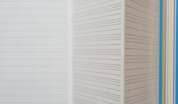 folded card with lines - macro lens, particular focus