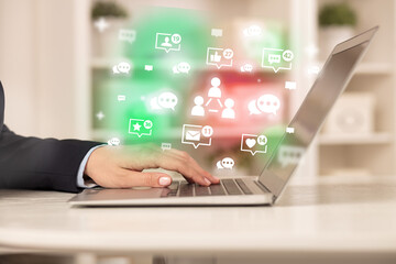 Young person surfing on social media network