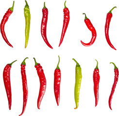 Hot red and green chili peppers