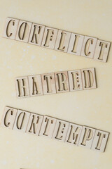conflict, hatred, contempt