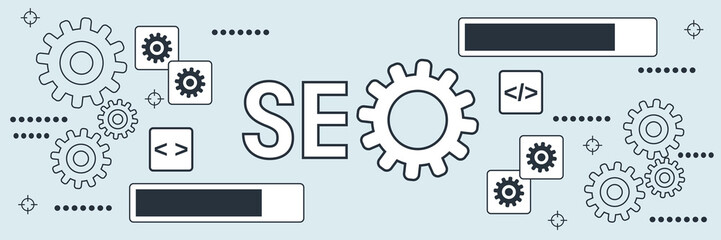 SEO optimization, information processing, web search flat contour style vector concept illustration