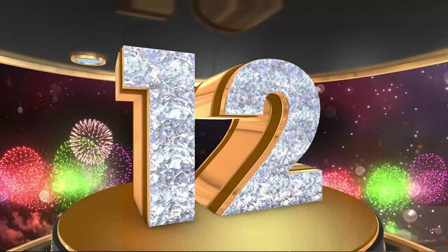 12th birthday animation in gold and diamonds with fireworks background, 
Animated 12 years Birthday Wishes in 4K 

