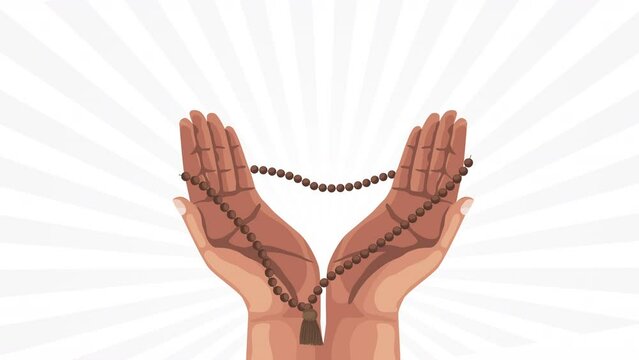 muslim hands with tasbih praying