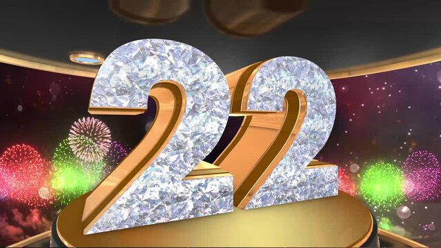 22nd birthday animation in gold and diamonds with fireworks background, 
Animated 22 years Birthday Wishes in 4K 