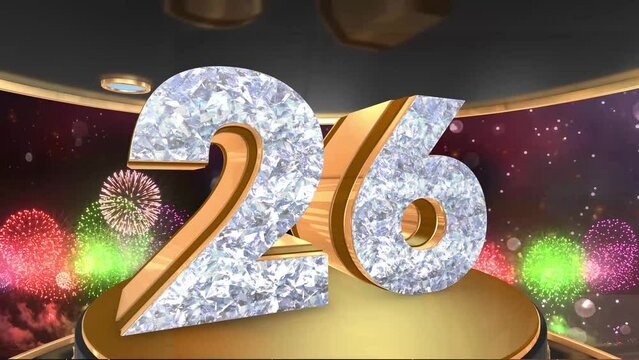 26th birthday animation in gold and diamonds with fireworks background, 
Animated 26 years Birthday Wishes in 4K 
