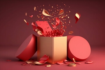 Love illusion gift. Valentine's day, illustration, culture, red, love, passion, collage