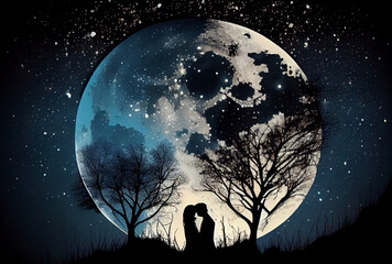 Valentine's day moon kiss