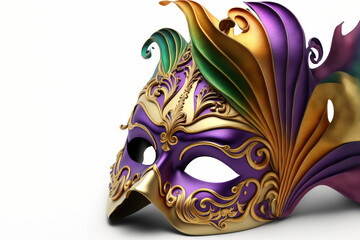 Mask from Mardi Gras, isolated on white. Generative AI
