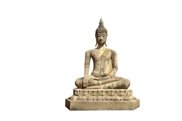 Stucco buddha statue isolated on transparent background png file - obrazy, fototapety, plakaty
