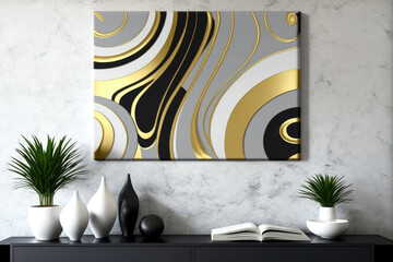 superior resolution. Modern wall art, abstract painting, and a combination of gray and gold paint. Background design for wallpaper on prints, rugs, banners, ornamental paintings, and other items for t