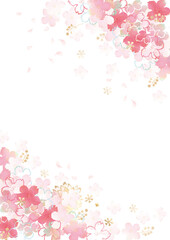 桜　花びら　水彩　和柄　背景　ベクター