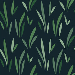 Floral leaf seamless pattern. Spring grass leaves vector background, flower herb textile print, bamboo grass brunches