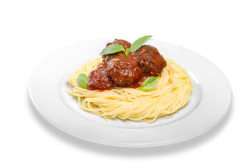 seving of spaghetti with meatballs