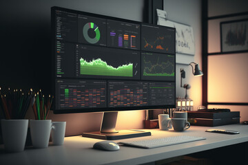 Fototapeta premium Generic databases that adapt to your needs, adjust forms, tables, and charts to meet evolving goals with just a few clicks, statistics, concept, background, generative ai