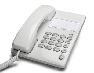 Retro white digital domestic Telephone on a stand