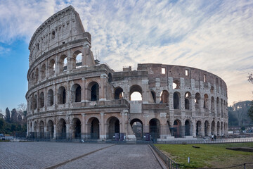 Fototapeta na wymiar The Colosseum (Colosseo, Anfiteatro Flavio) in Rome, Italy