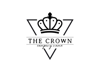 Vintage Crown Logo Royal King Queen abstract Logo design vector template. Geometric symbol Logotype concept icon.
