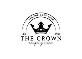 Vintage Crown Logo Royal King Queen abstract Logo design vector template. Geometric symbol Logotype concept icon.