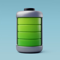 3d Vector Green Ecological Battery, Green Energy, Clean Energy, Environmental Alternative Energy Concept.