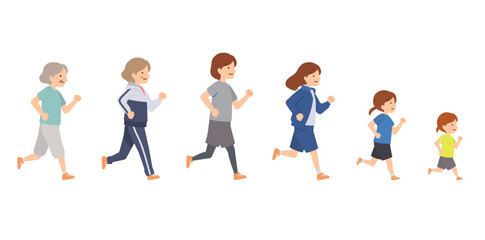 Fototapeta premium 走るトレーニングウェアの女性のイラスト