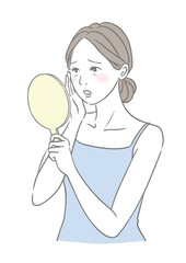 お肌の悩みトラブルに困る女性 目元のたるみ くま くすみ