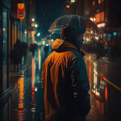 Obraz premium Reflektionen in der Stadt bei Regen erstellt mit Generativer AI