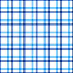 Seamless blue  checkered plaid fabric pattern texture. Stripes crossed horizontal and vertical lines.Seamless checkered gingham pattern