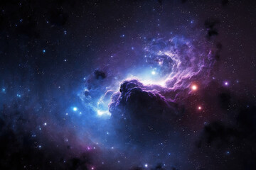 galaxy with stars and interstellar dust space nebula. Generative AI